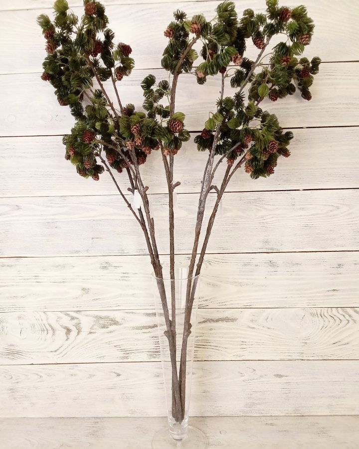 Ветка сосны с шишками для декора интерьера